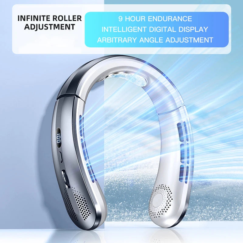 hands free neck fan with 9 hours of battery life for endless coolness