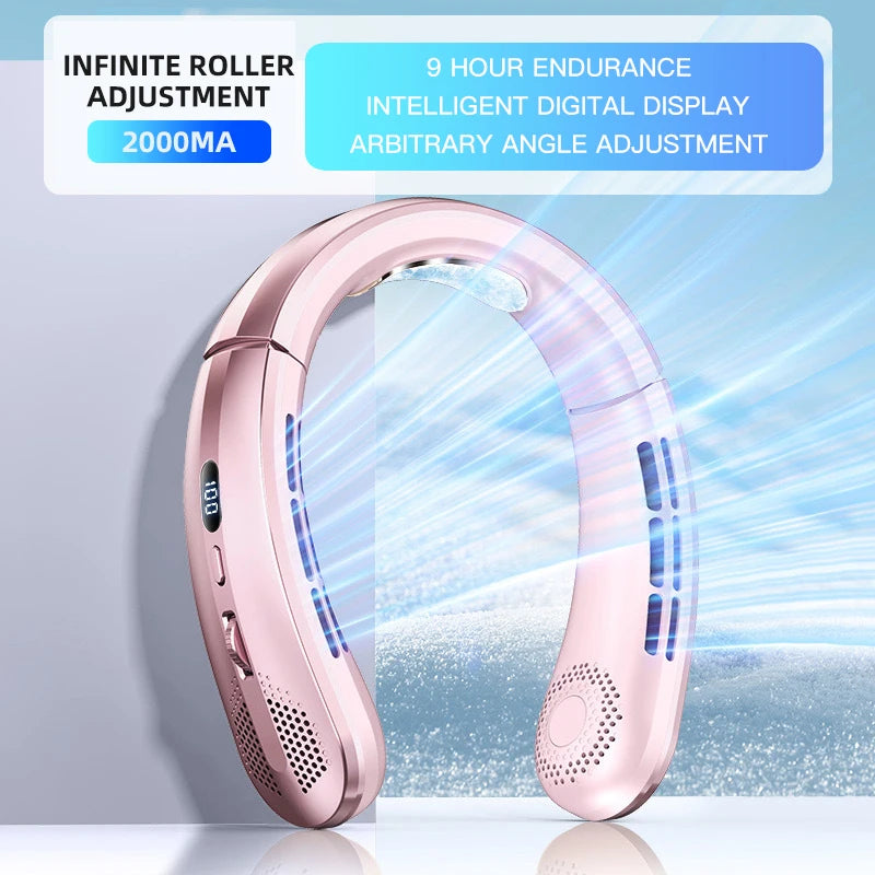 hands free neck fan with 9 hours of battery life for endless coolness