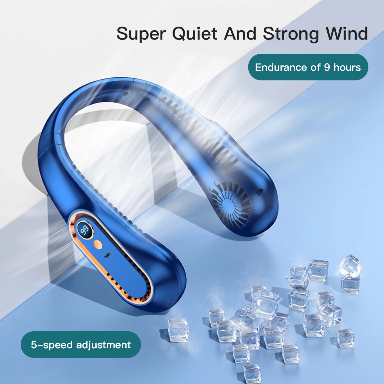 hands free neck fan with 9 hours of battery life for endless coolness